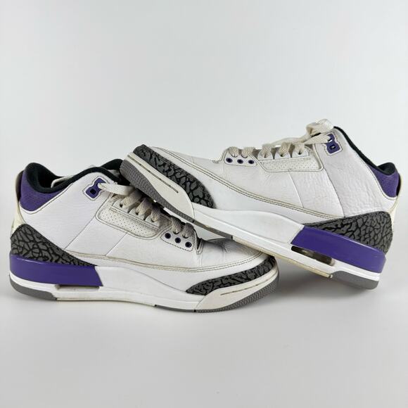 Nike Air Jordan 3 Retro Dark Iris Sneakers Mid Men's 8 Purple White CT8532-105 - Picture 7 of 10